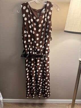 NWT MENU Brown with White Polka Dot Dress